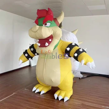 2m/6.6ft High Colorful Inflatable Bowser Dragon Turtle Mascot Inflatable Cartoon Vivid Mascot Costume For Adults