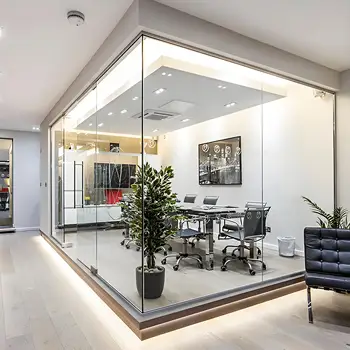 Modern Double Panoramic Glass Partition for Office Thermal & Noise Insulation Anti-UV Elegant Look