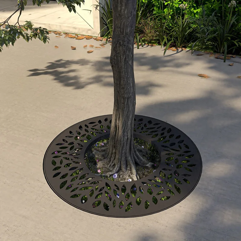 OEM Laser Cut Corten Steel Round Tree Grates Square Stainless Steel Tree Grate