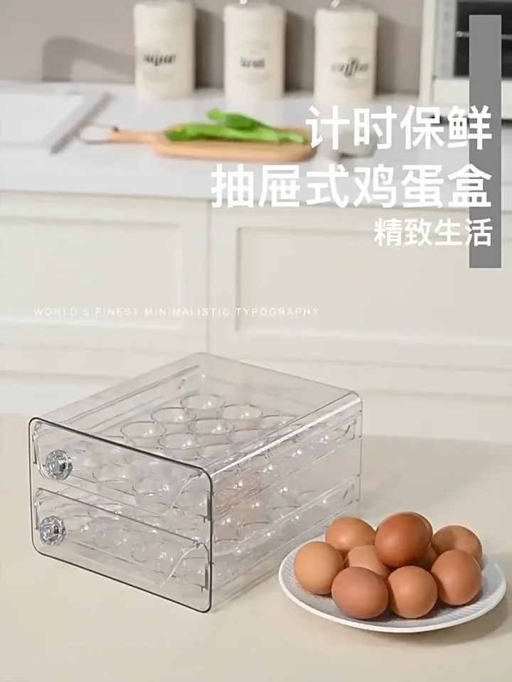 thumbnail image 2 of XMMSWDLA Flippable Egg Holder For Refrigerator, 3 Layer Egg Storage Container Refrigerator Side Door Large Capacity Container Clear Organizer 30 Count 2 of 13