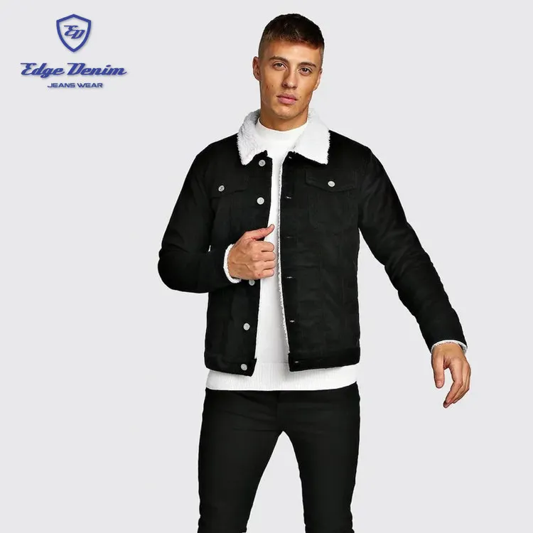 black denim jacket white sherpa