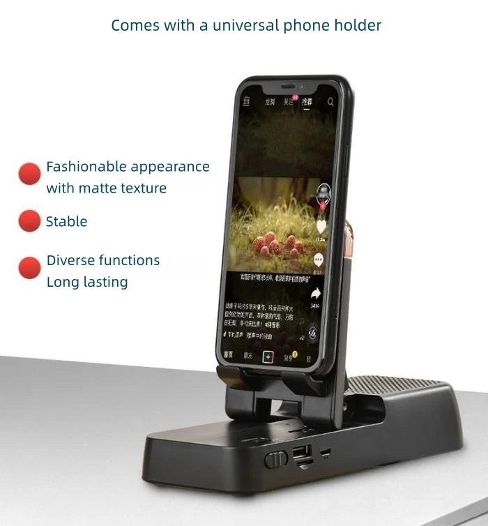 F18 Foldable Cell Phone Stand Portable Mobile Phone Bracket Blue Tooth Speaker 2 in One