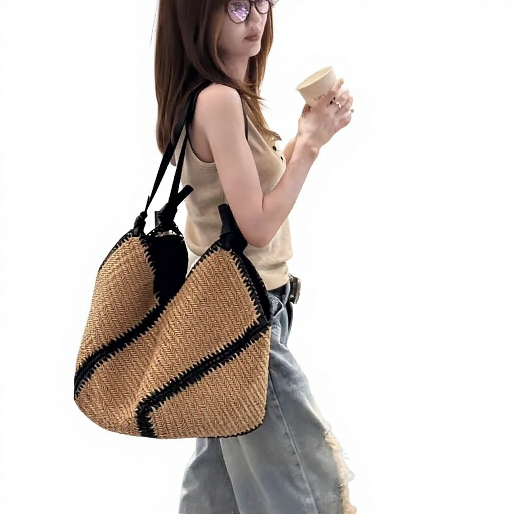 Trendy Designer Small Rattan Straw Bag for Women 2026 Summer New Arrival Straw Bags Lady Mini Woven Crossbody Bag