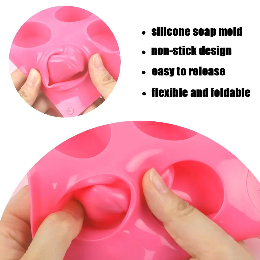 3 шт., силиконовые формы для мыла, круглые прямоугольные овальные формы для мыла ручной работы, для мыла, конфет, шоколадного торта, с запечатанными пакетами, розовые