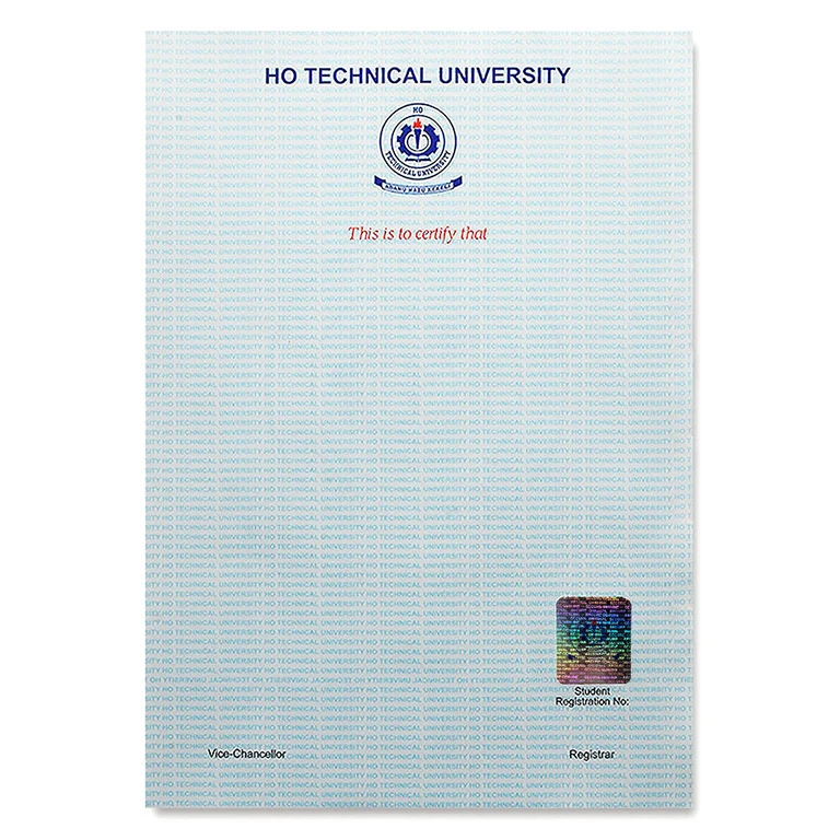 Anticounterfeit Hologram Sticker Paper With Watermark Logo for University Graduate Diploma Letterhead Printing Certificate Paper