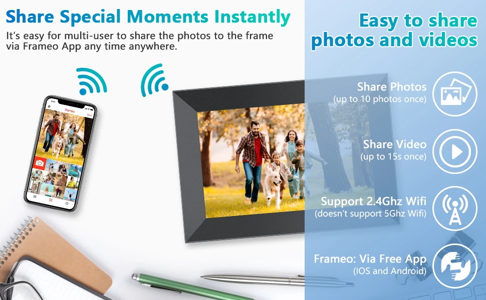 Best Selling Frame Digital Photo Frame With Wifi Android System 10 Inch