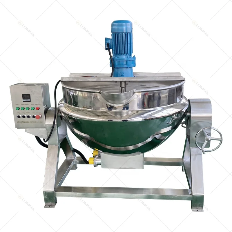 100L 300L 500L Industrial Steam/gas/electric Jacketed Cooking Kettle Cooking Mixer Pot Jacket Kettle With Agitator