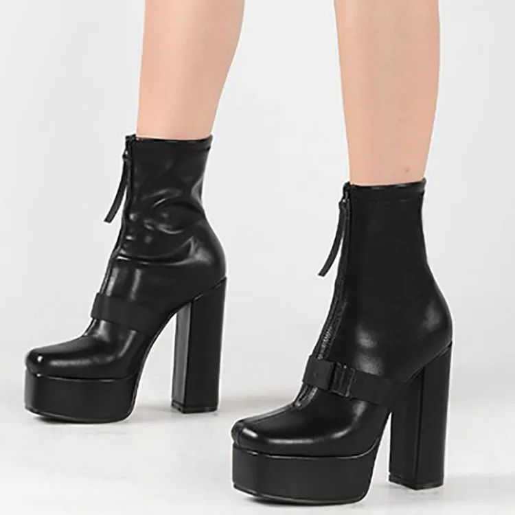 Botas Gruesas De Tacón Alto Con Plataforma Para Mujer - Buy Botas Para  Mujer,Plataforma De Tacón Alto Botas,Botas De Mujer Product on Alibaba.com