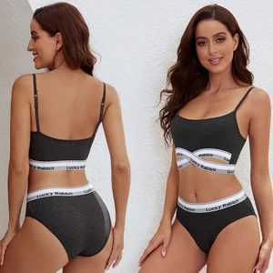 Factory Wholesale 100% Cotton Sports Bra Set Seamless Adjustable Shoulder Strap Detachable Cup Soft Anti-Sagging Waist