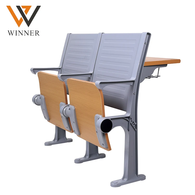 High School Student College Double Folded Desk Chair Set Metal Armrest 520mm Center Distance Contemporary Design Home School