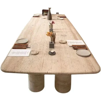 Wedding furniture travertine dining table set/8 seater long table