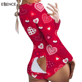 Printed Open Crotch Butt Flap Pajamas For Adults Custom Half Button