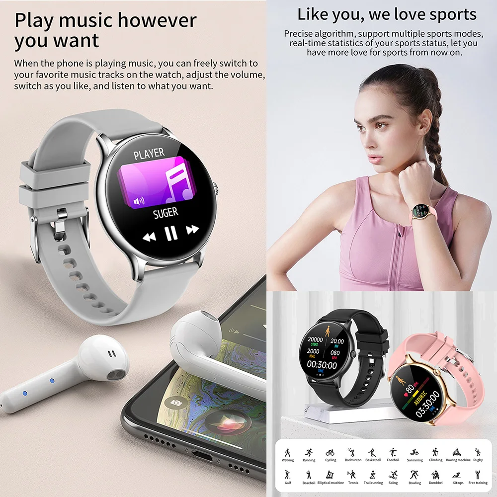 Heart Rate Fitness Tracker Plays Music Heart Rate Running Watch