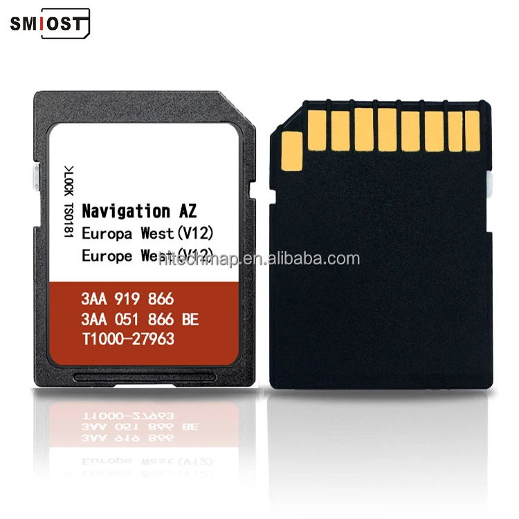 For SMIOST Mini SD Card for VW Navigation Passat B8 AZ V12 West CID Nav SD Update GPS Navi Karte Europa Volkwagen