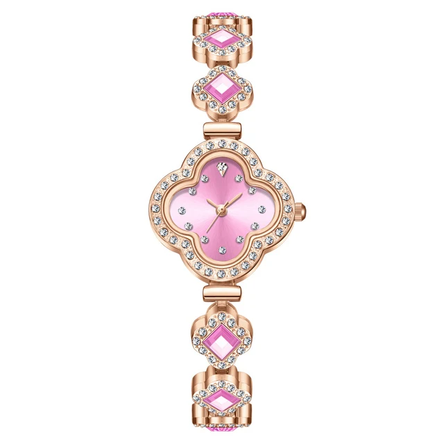 Wholesale Diamond Woman Watches Manufacturer Selling Chain Four-Leaf Clover Bracelet Quartz Watch Fashion Lady Wristwatch