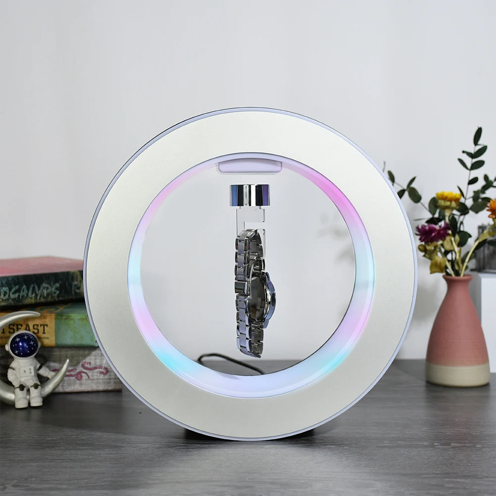 Unique Magnetic Levitating Floating Rotating Display Racks Levitating Watch Stand Display with Led Light