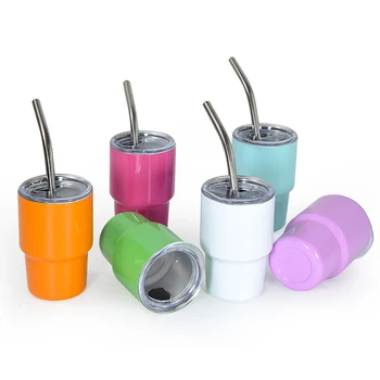 USA ship quality 24pcs/case 3oz shot glass sublimation blank cup fashion mini double wall tumbler with lid and straw