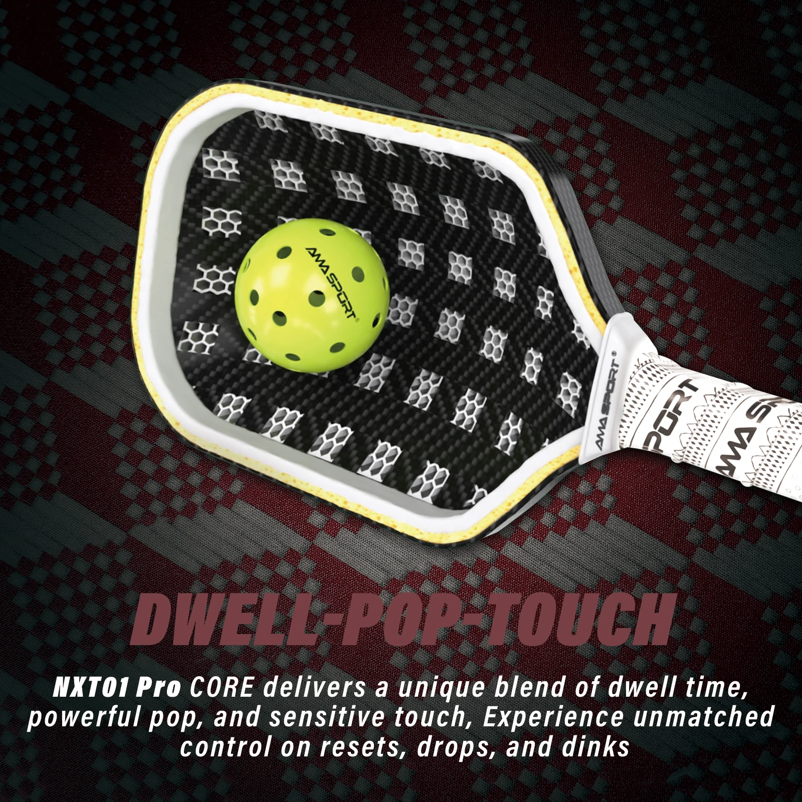 AMASPORT New Tech Kevlar New Design Customizable Sample Testing Available 16MM TItanium 3K T700 Carbon Fiber  Pickleball Paddle