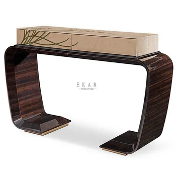Modern Elegant European Lounge Wood Metal Console Table