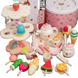 Simulation Magnetic Ice Cream Wooden Kitchen & Food Toys Early Pretend Play & Education Gift for Kids Birthday Present