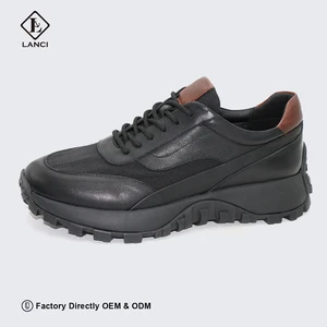 LANCI Men's Shoes Wholesale Sneaker Factory  Odm Manufacturer Leather Shoes Leather Walking Genuine Mens Sports Shoes Factory