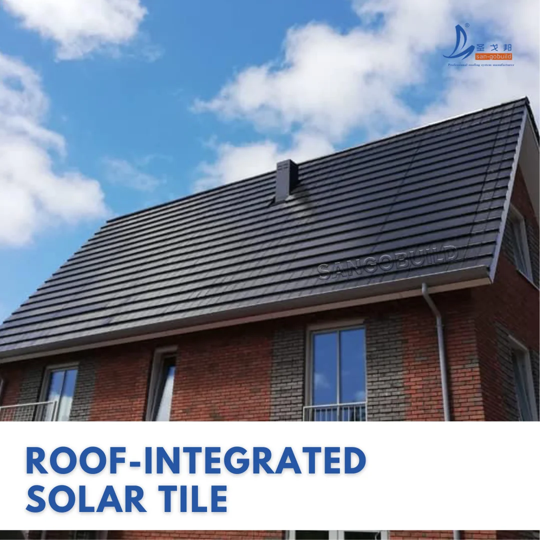 Sangobuild Roof Integrated Solar Roof Tile for Home Roof Generate Electricity for Supermarket Commercial Mall Industrial Use