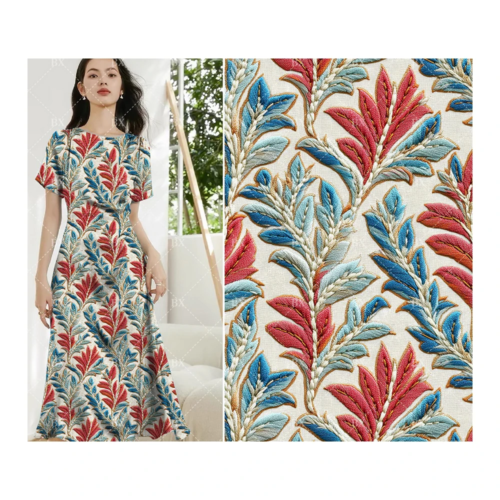 45s Custom Floral Woven Rayon Challis Fabric Kain Digital Printed Spun 100% Viscose