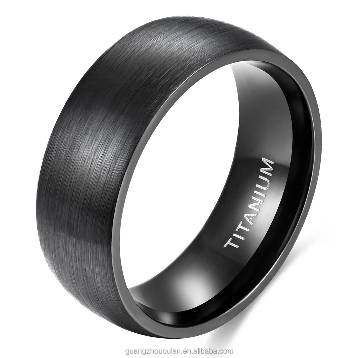 Somen 8mm Brushed Black Color Titanium Ring Men Women Wedding ...