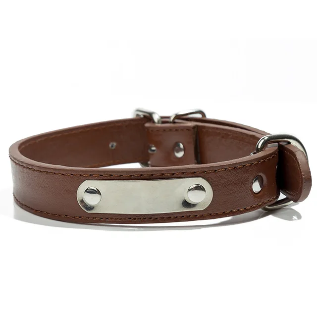 Customizable logo pet collar Engrave text PU Leather alloy Adjustable training Comfortable Small  Medium  Large dog