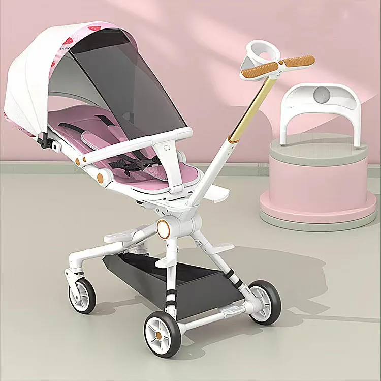 new design can sit and lie  portable folding baby stroller with dinner plate and foot rests for 6 months to 3 years old kids