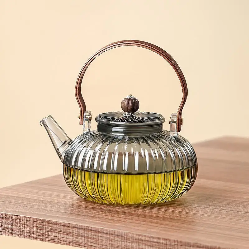 Teapot High Borosilicate Glass Vertical Pattern Teapot Household Open