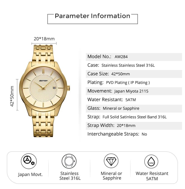 Custom Pyramid Press Texture Dial No Brand Minimalist Men Wrist Watch Import Japan Movt Original Gold Man Watches 2021 for Sale