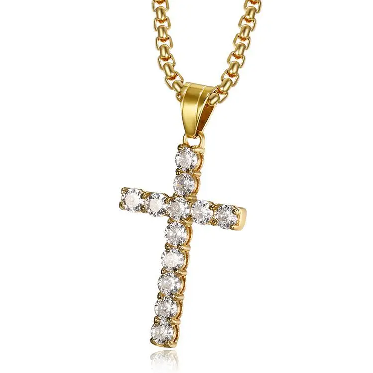 fake diamond cross pendant