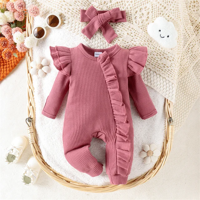 Ribbed Cotton Romper Spring Autumn Newborn Infant Toddler Clothes Baby ...