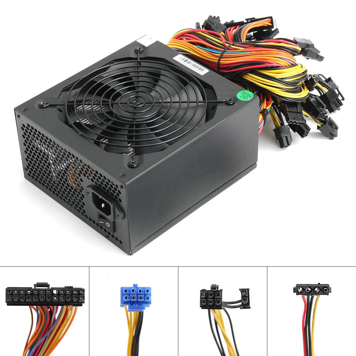PSU 12v 입력 전압 110-240V 출력 전류 125A PC 데스크탑 ATX 전원 공급 장치 1600W 컴퓨터 케이스용 저소음  에너지