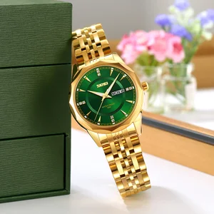 SKMEI 9268 Men Classic Design Waterproof Quartz Couple Watches for Lovers Factory Customized Stainless Steel Strap Couple Watch