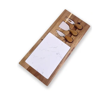 New Arrival Charcuterie Board With Knife Set Chopping Cutting Board Acacia Wood Marble Cheese Board