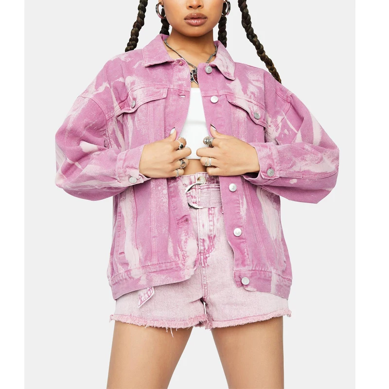 Custom Plus Size Jeans Jacket Tie Dye 