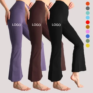 Spandex Polyester Yoga Pants Gym Flared Leggings Wholesale Butt Lifting High Waist Workout Sports Fitness Women Yoga Leggings