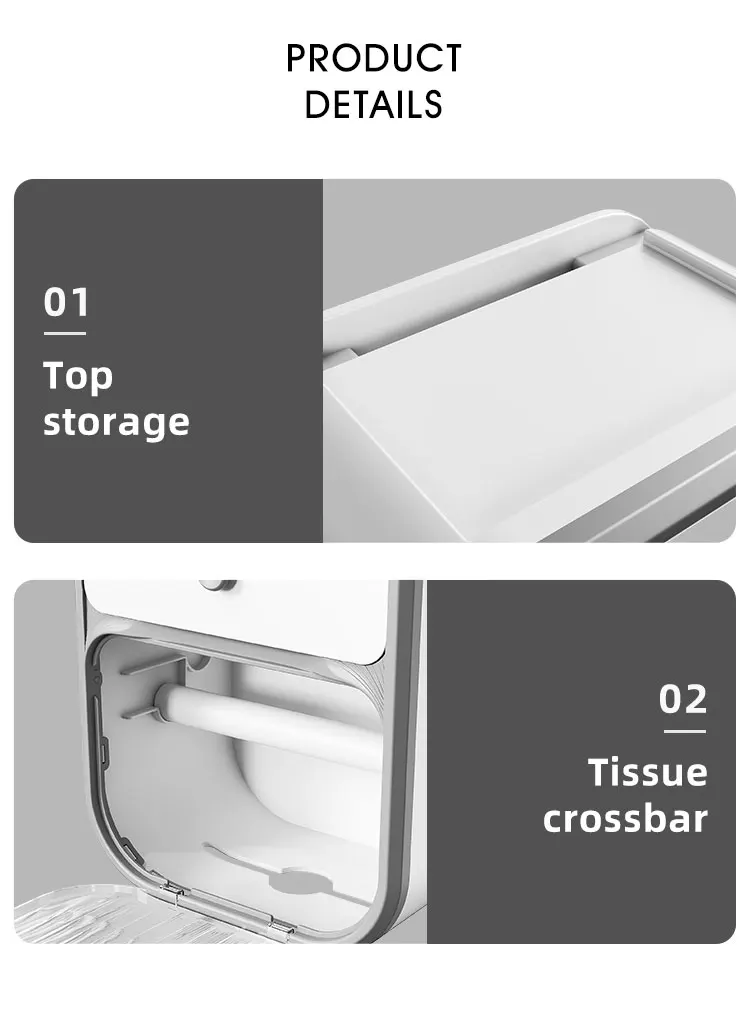 Wall Mounted Waterproof Double Layer Drawer Design Bathroom Roll Toilet