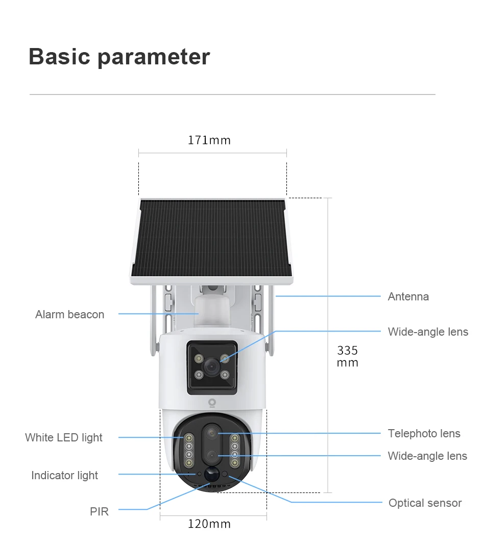 V380 4MP Outdoor Dome Camera 10x Zoom Triple Lens LTE SIM Card 4G IP Solar Energy 24/7 Recording CMOS Sensor Bullet Style Cloud supplier