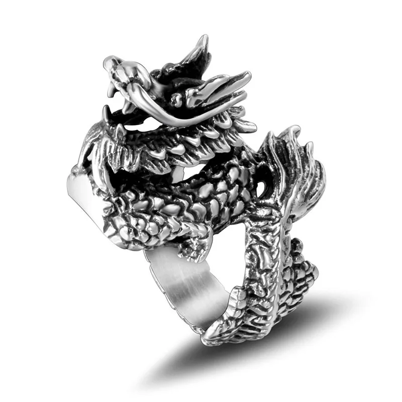 Chinese Dragon Ring For Men Women Unisex Punk Rings Cool Jewelry Vintage R9C8 