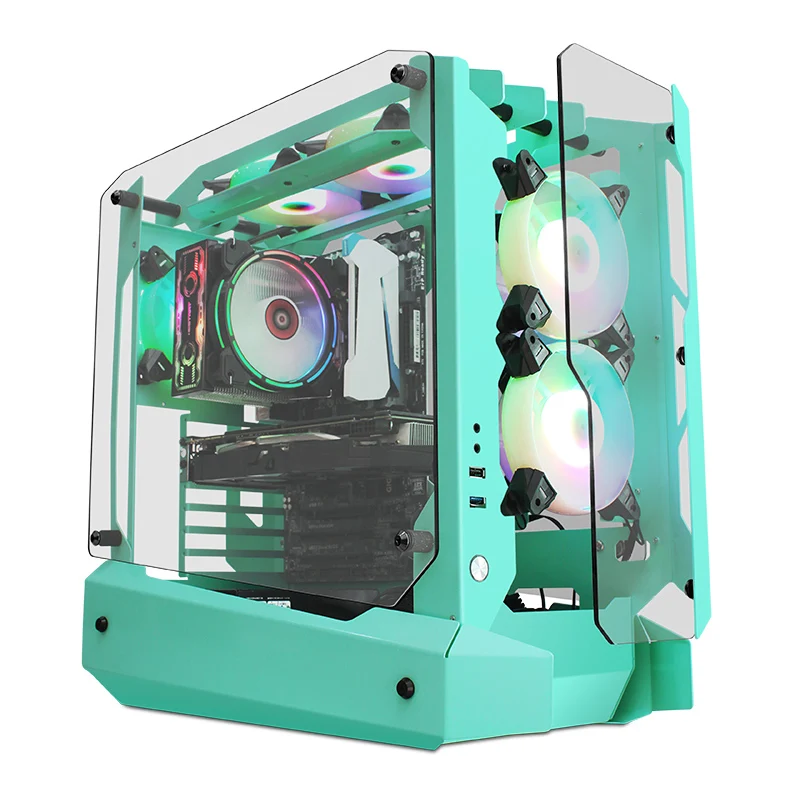 New Design White Computer Casing Cabinet Gaming Cabinet Pc Tower case Computer Cases & Towers with Fan Pc Gaming System Unit