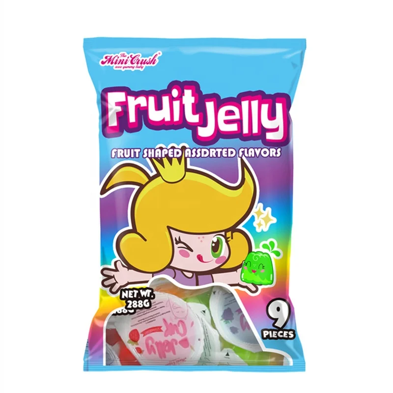 High Quality Halal Mini Assorted Fruit Flavor Jelly Cup Candy in Plastic Bags