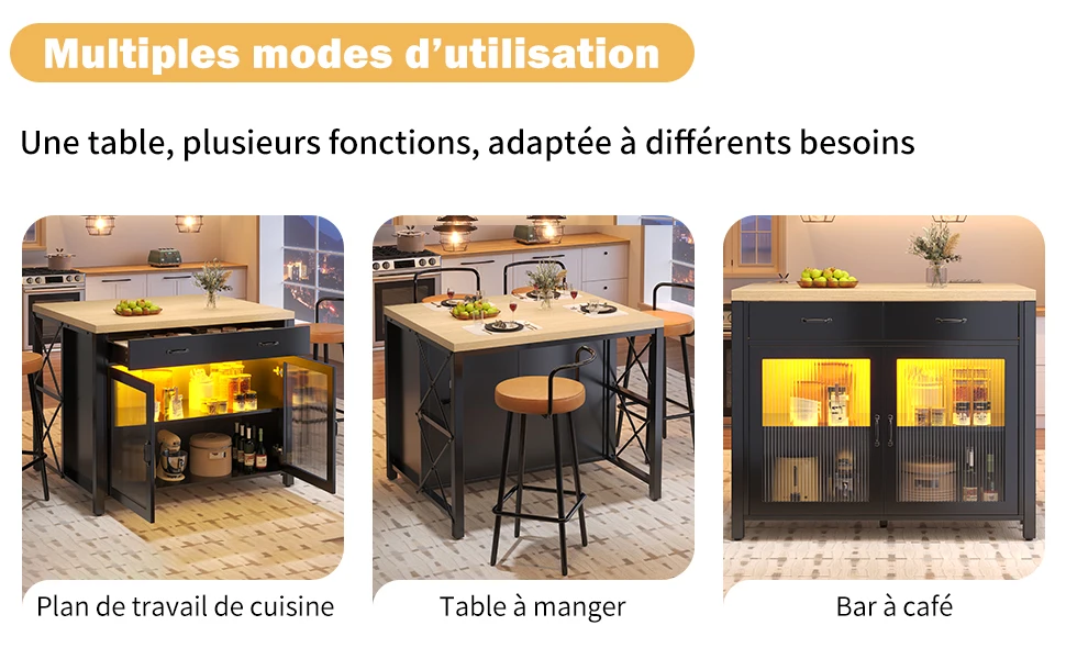 Îlot cuisine polyvalent design minimaliste