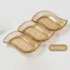 พาเลตสามช่องสีอำพัน พร้อมขอบลายคลื่นสีทอง