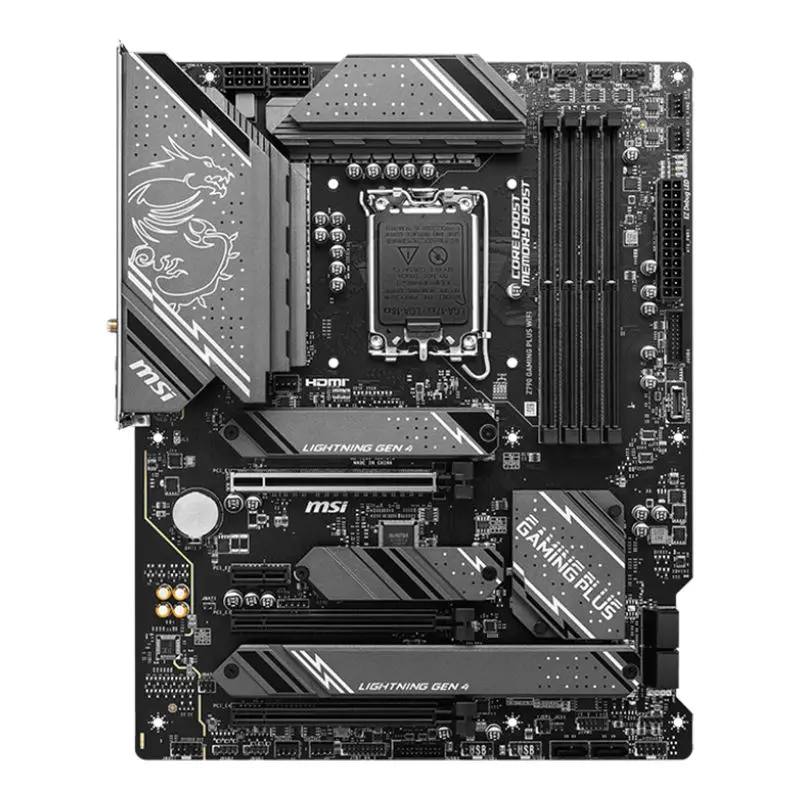 MSI Z790 GAMING PLUS WIFI DDR5 PC Motherboard with SATA M.2 96GB ATX and Intel LGA1700 socket.