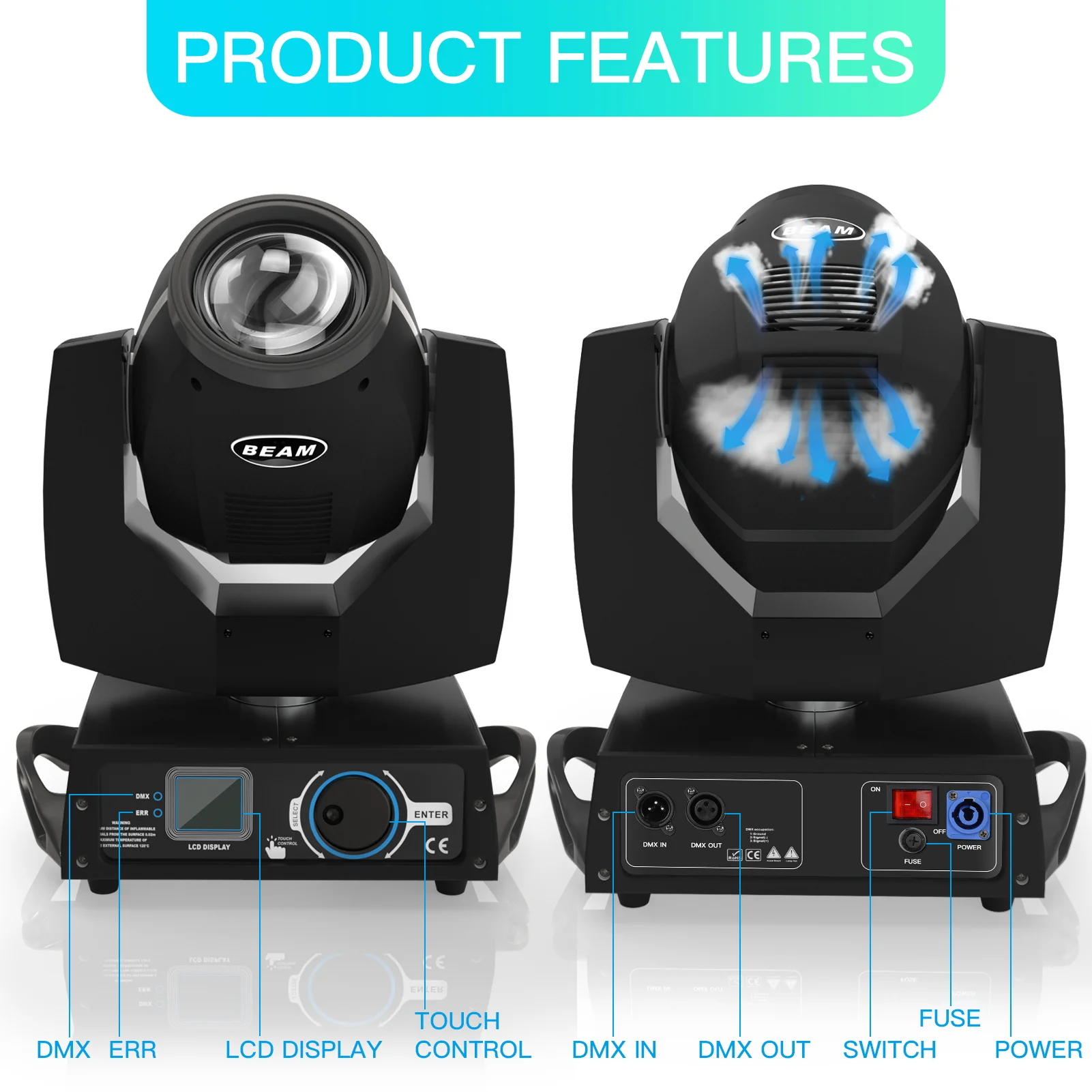 Professional Black Dmx Sharpy Led Moving Head Lights Spot 230w 7r Beam