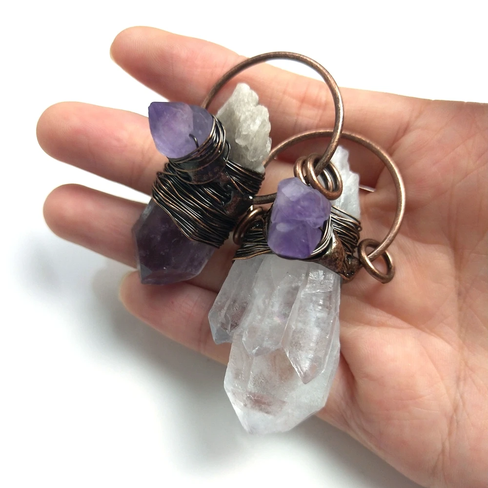 Fashion Natural Handmade Healing Stones Beads Amethyst Clear  display picture 2