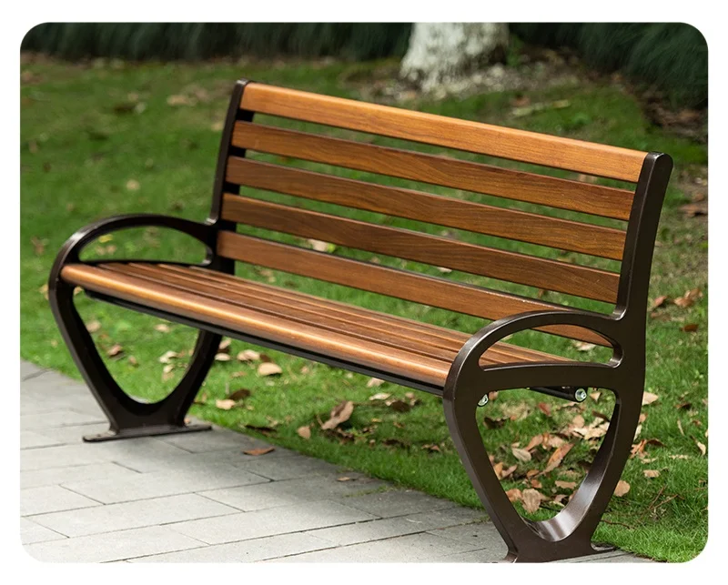 Cast aluminum park chair outdoor bench seat outdoor lounge bench with backrest